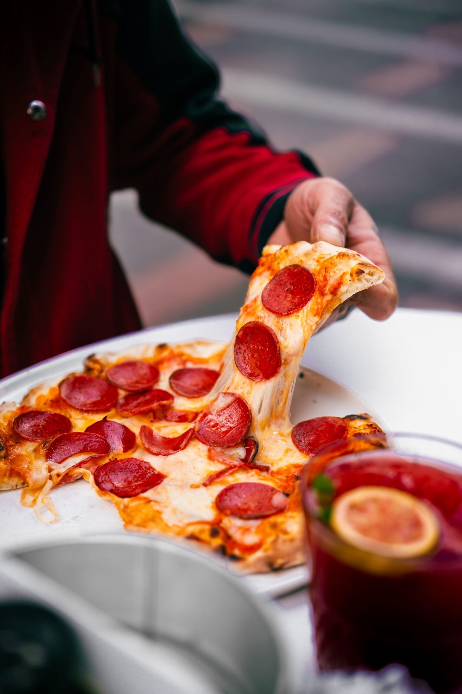 Delicious Pepperoni Pizza Slice Pulled from Tray