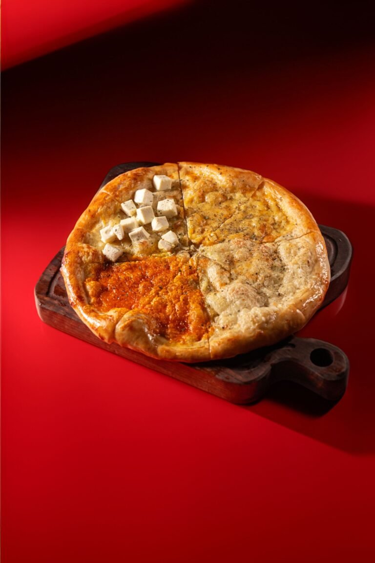 Pizza on Red Background
