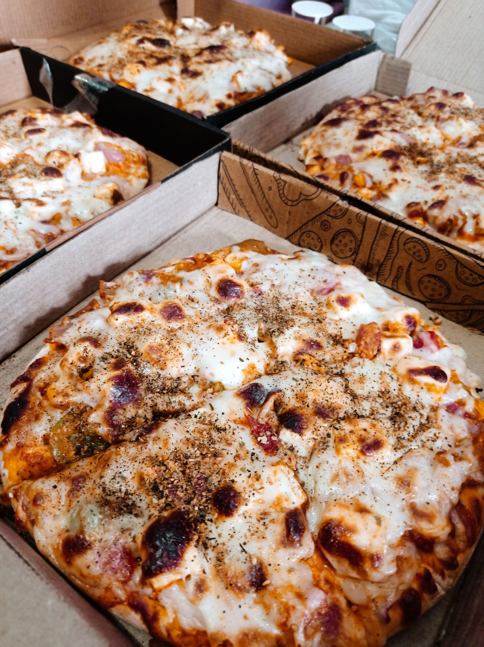 Boxes with Pizza