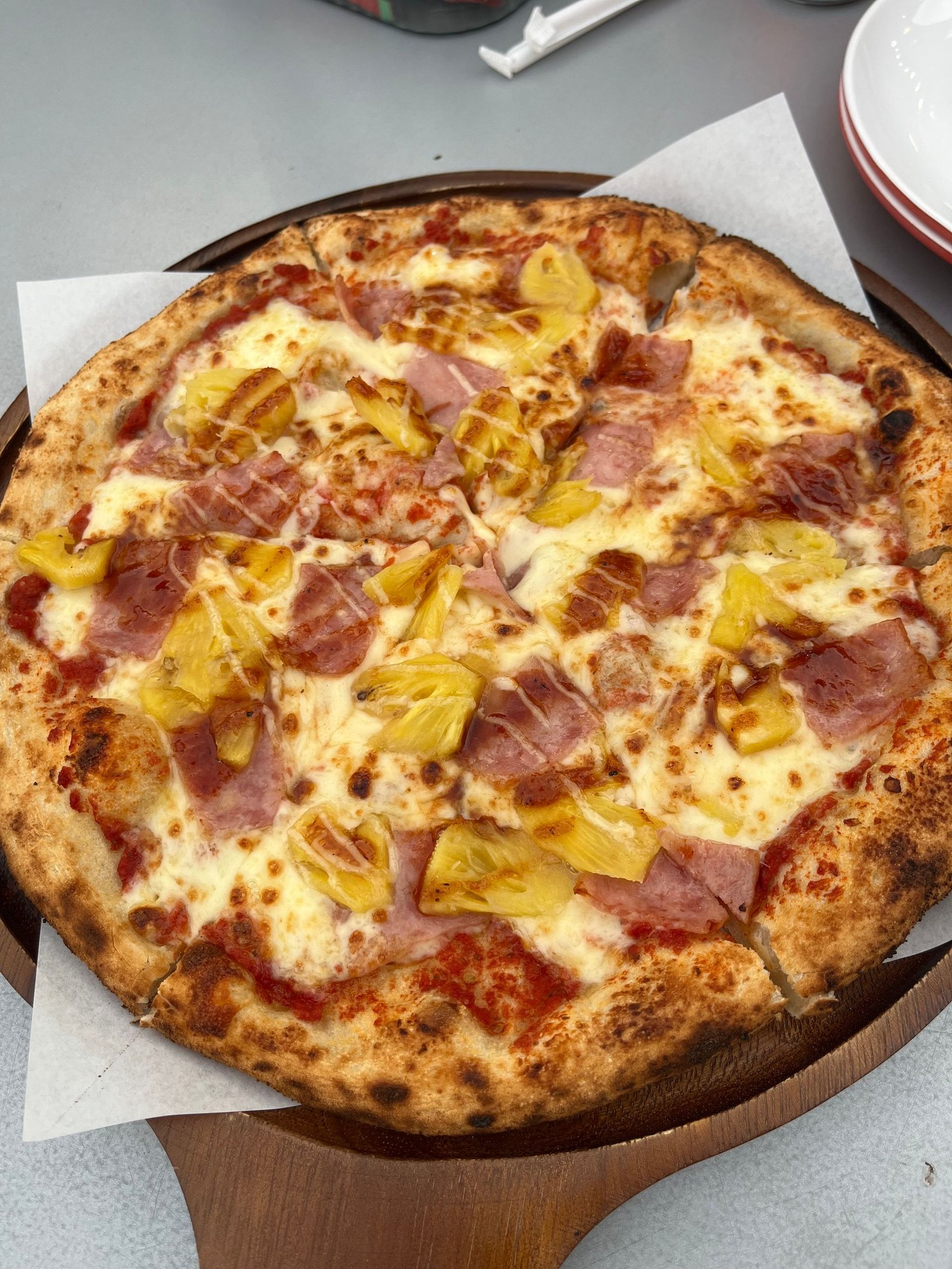 Hawaiian Pizza with Ham and Pineapple Toppings