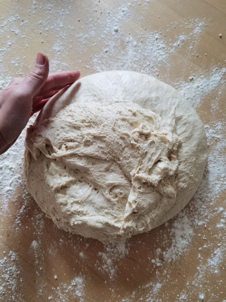 Hand Kneading Fresh Bread Dough