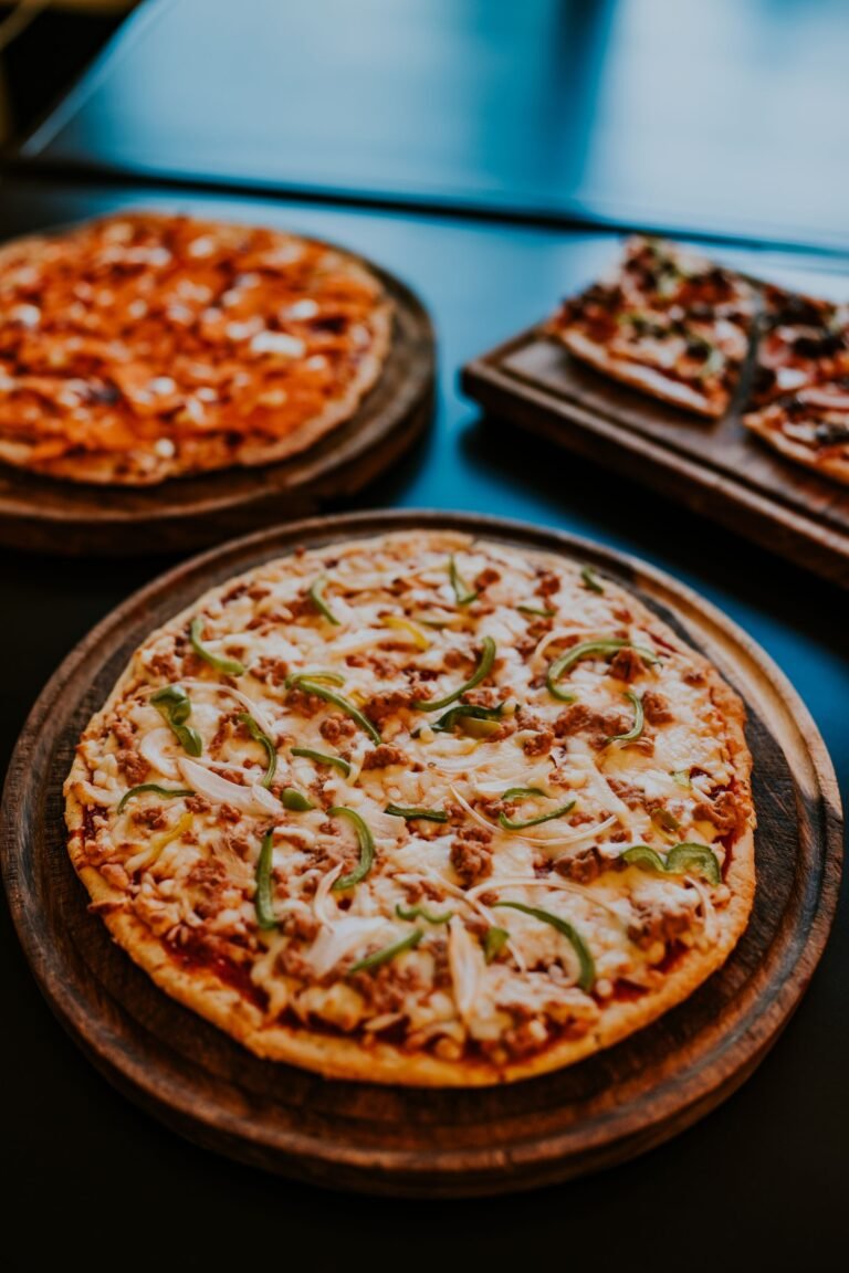 Ready-to-Eat Pizzas on Wooden Trays