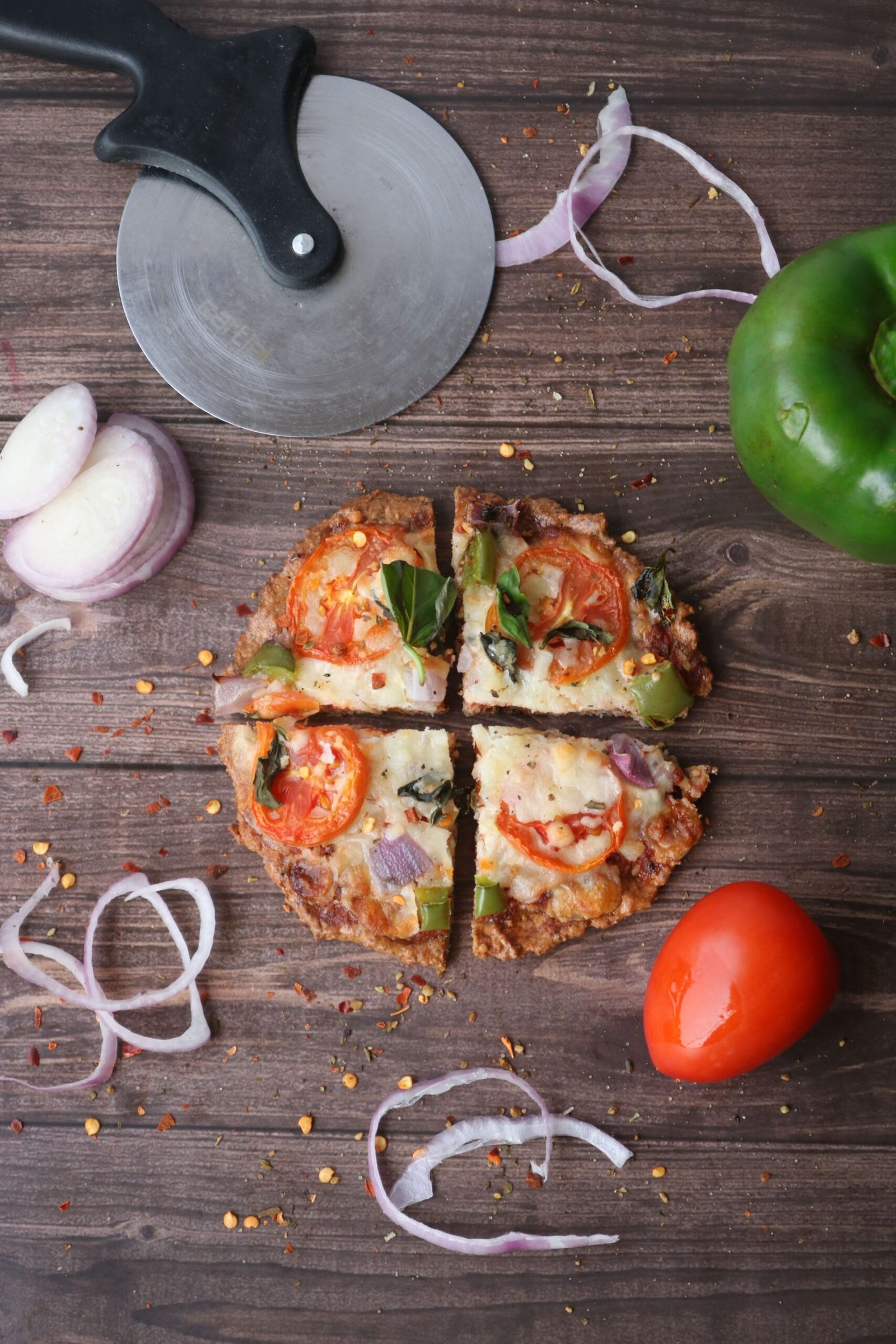 Slices of Pizza on Wooden Table