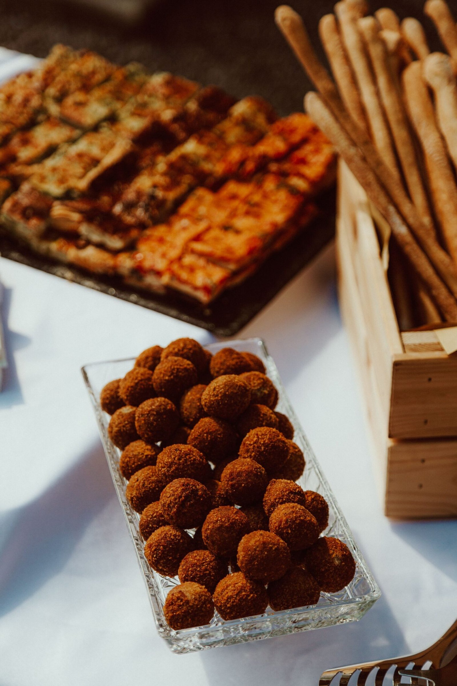 Assorted Italian Finger Foods Display Outdoors