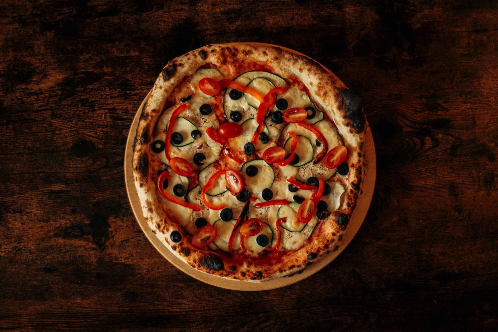 Delicious Vegetable Pizza on Rustic Wooden Table