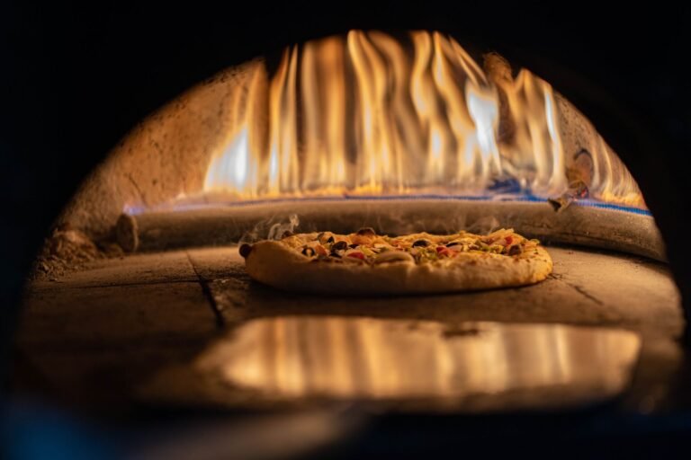 Pizza Baking in a Fire Oven