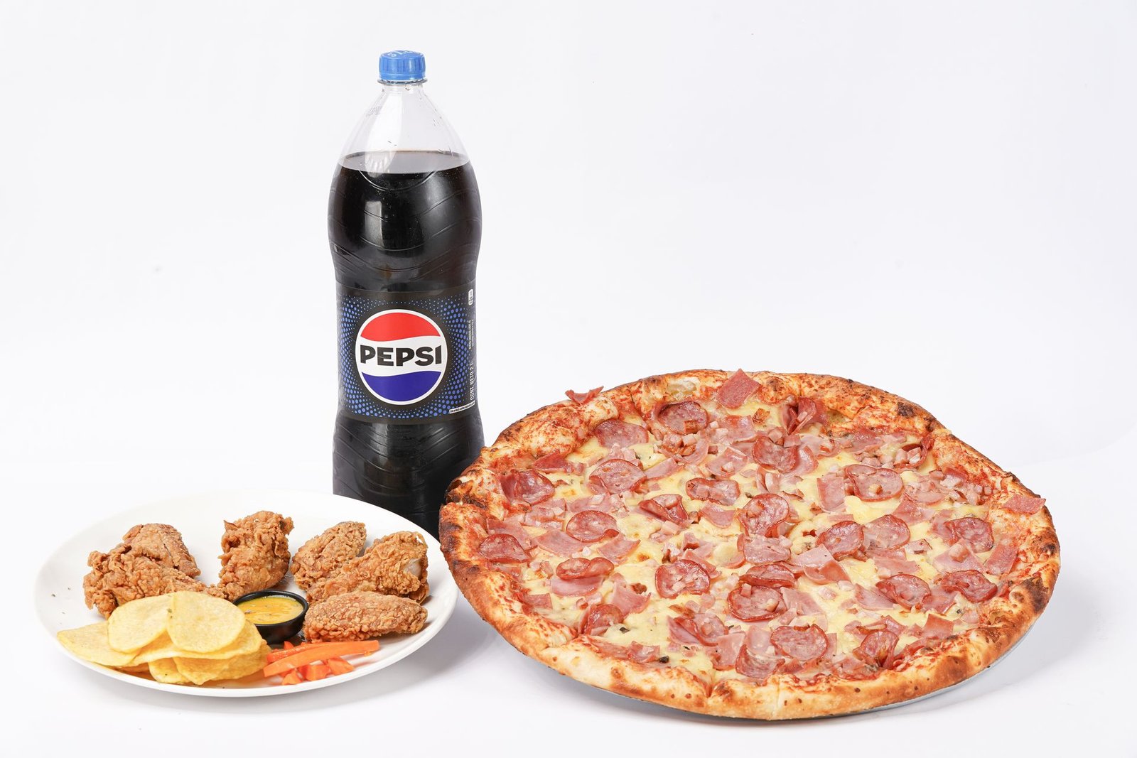 Delicious Pepperoni Pizza Meal with Pepsi