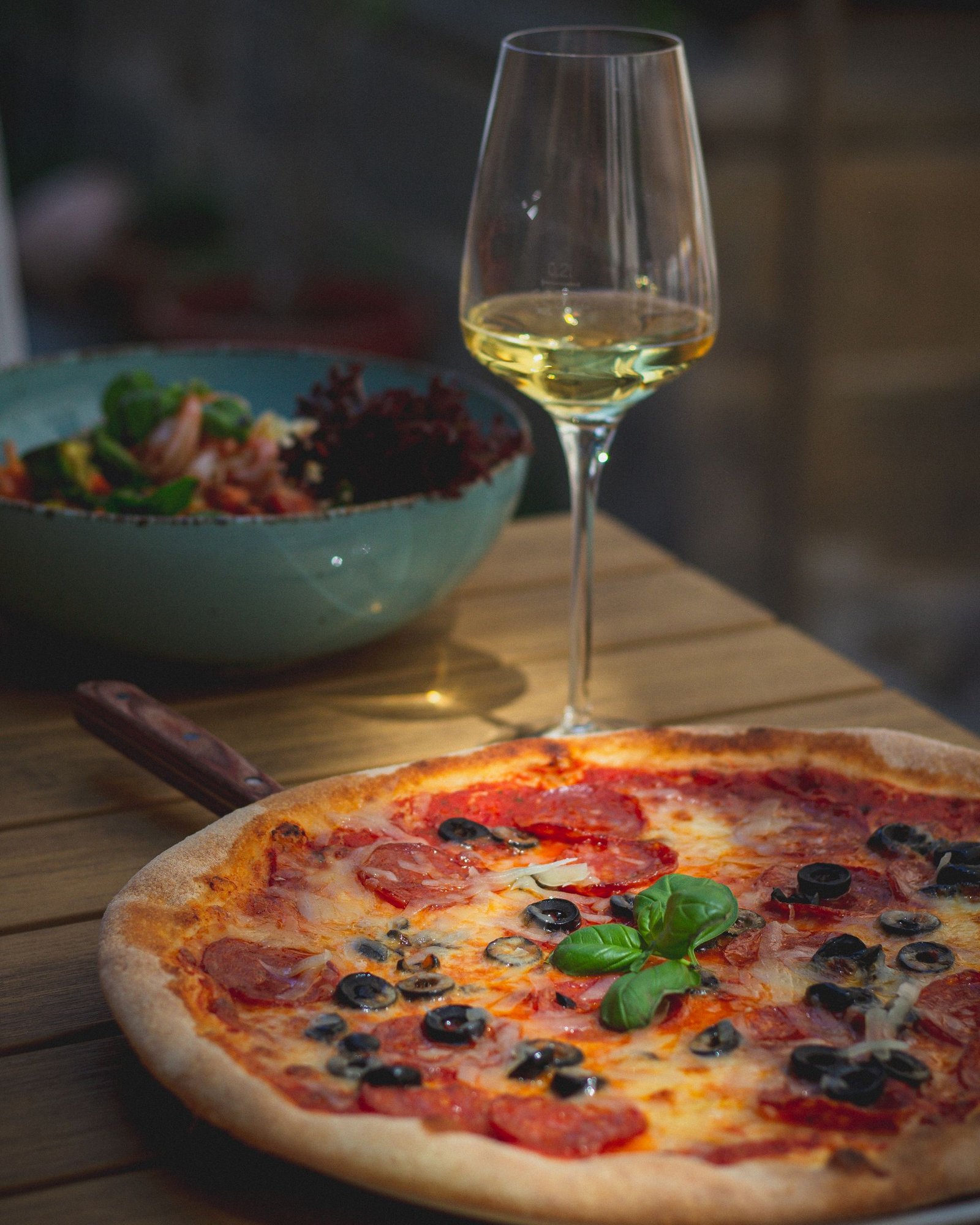 Pizza Served in a Restaurant 