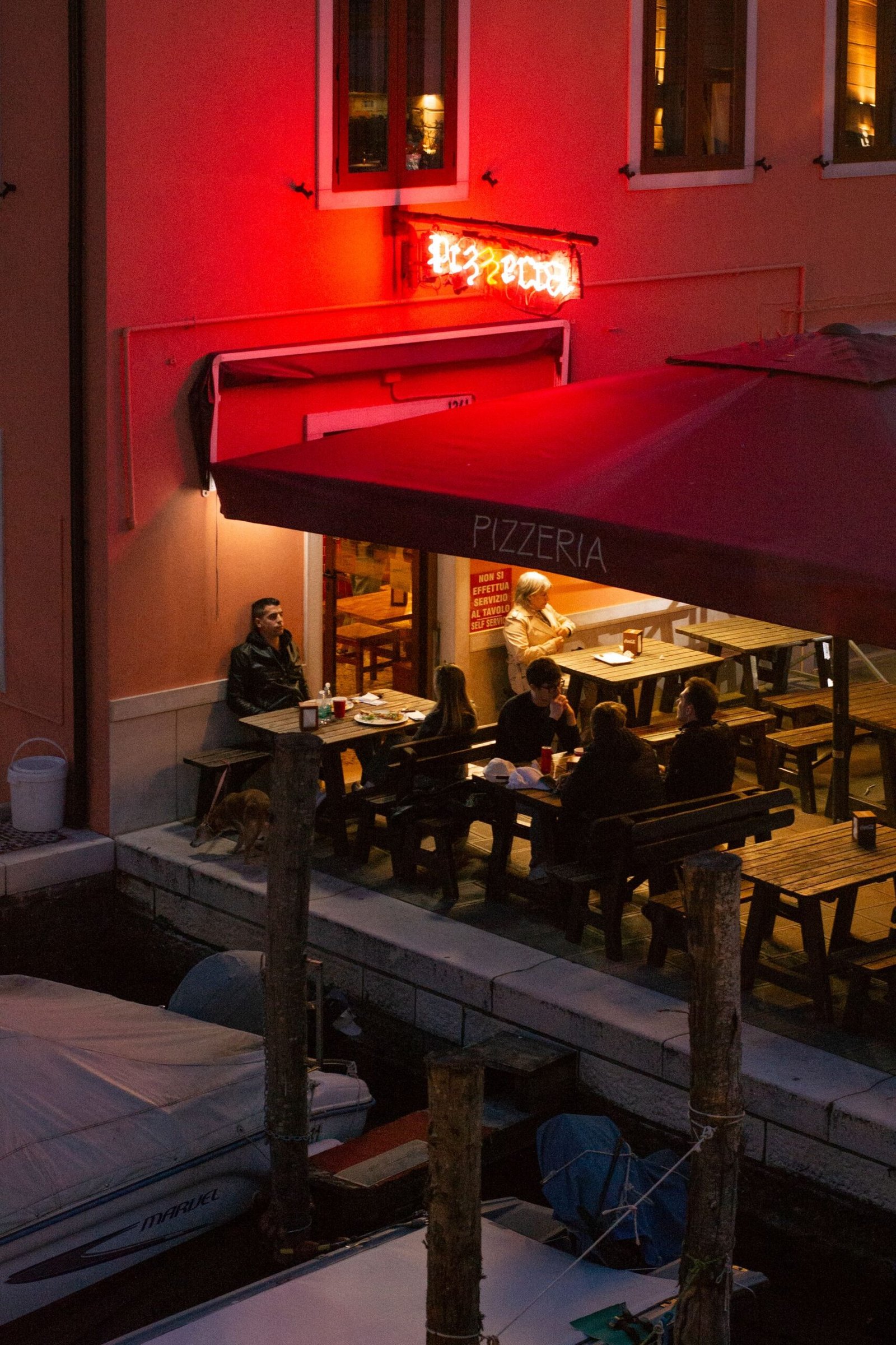 Evening Dining at an Italian Pizzeria in Chioggia