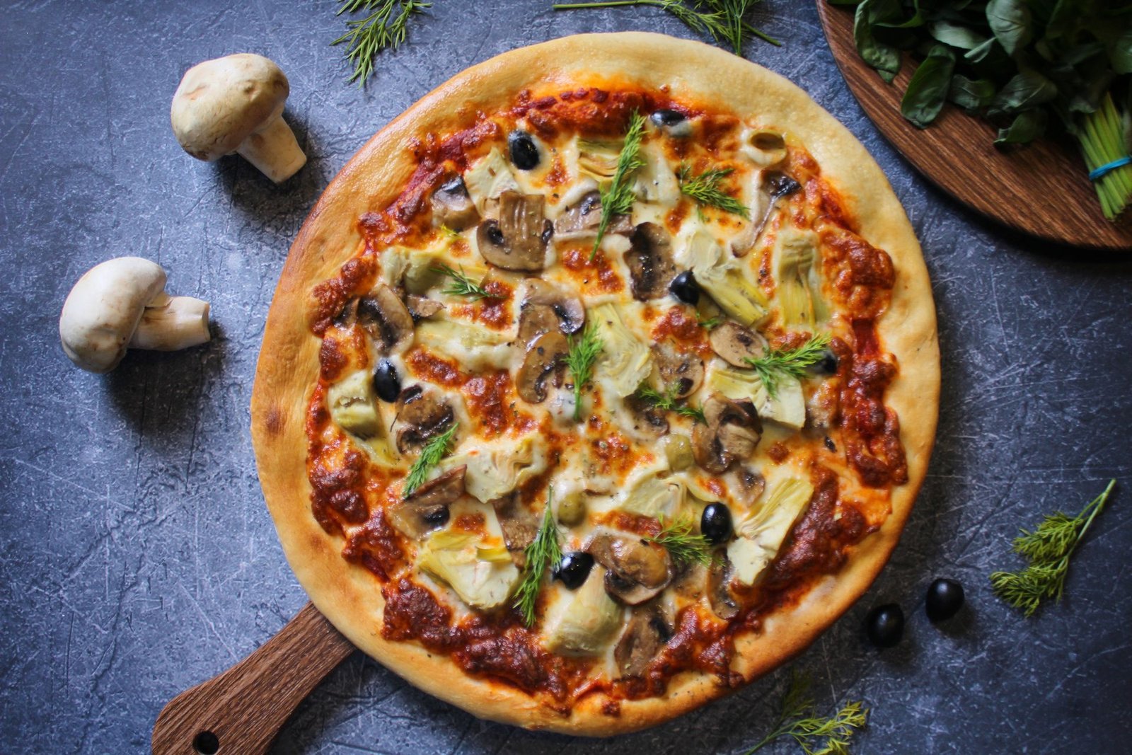 Pizza with Mushrooms and Olives